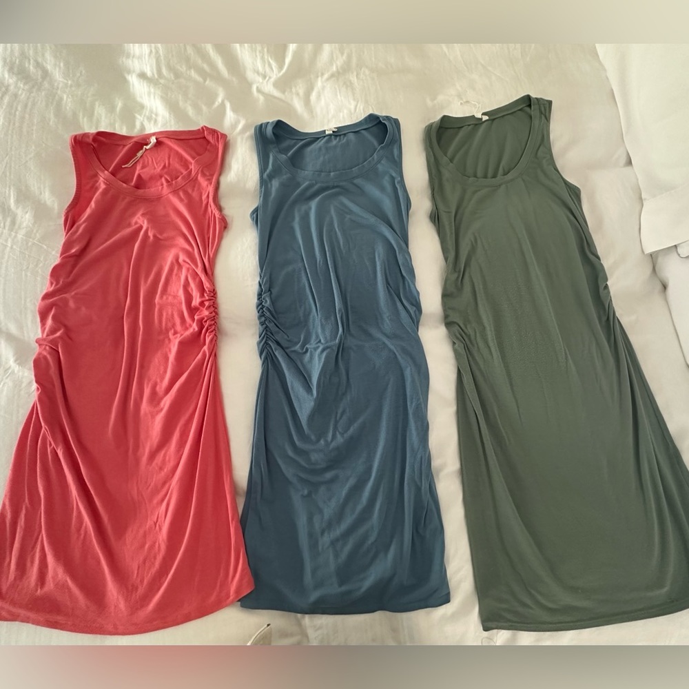 Three pink blush maternity dresses